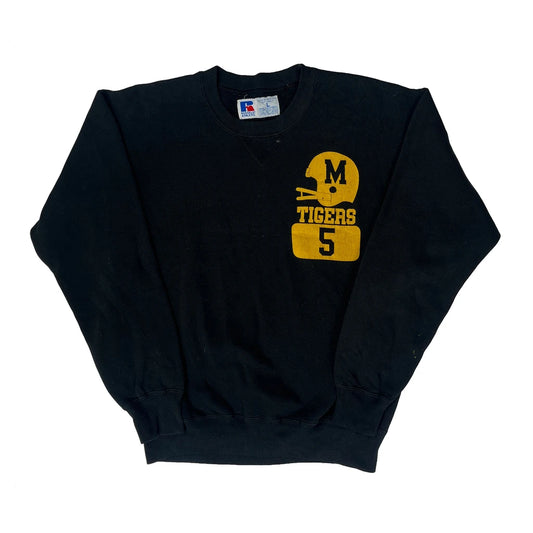 Made In USA Russell Athletic Tigers Sweatshirt - Large Black Cotton Blend