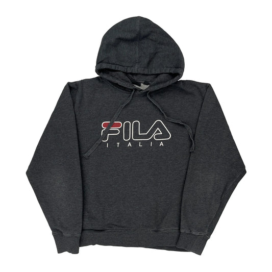 Fila Spellout Hoodie - Medium Grey Cotton Blend