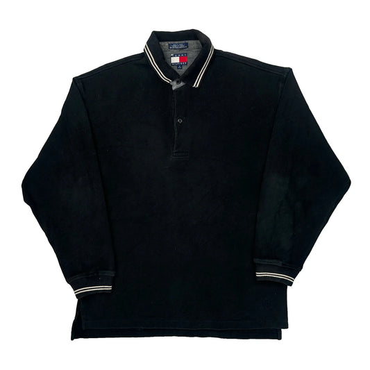 Tommy Hilfiger Long Sleeve Polo Shirt - Small Black Cotton
