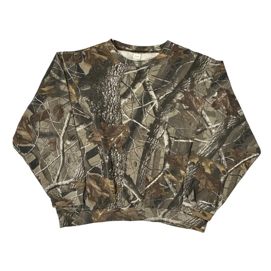 Vintage Mossy Oak Sweatshirt - XL Camo Cotton Blend