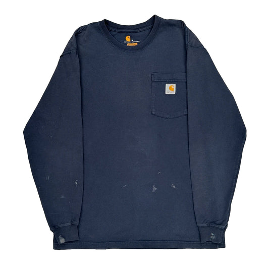 Carhartt Long Sleeve T-Shirt - Medium Navy Cotton