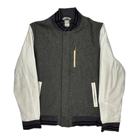 Nike Varsity Jacket - Large Grey Polyester