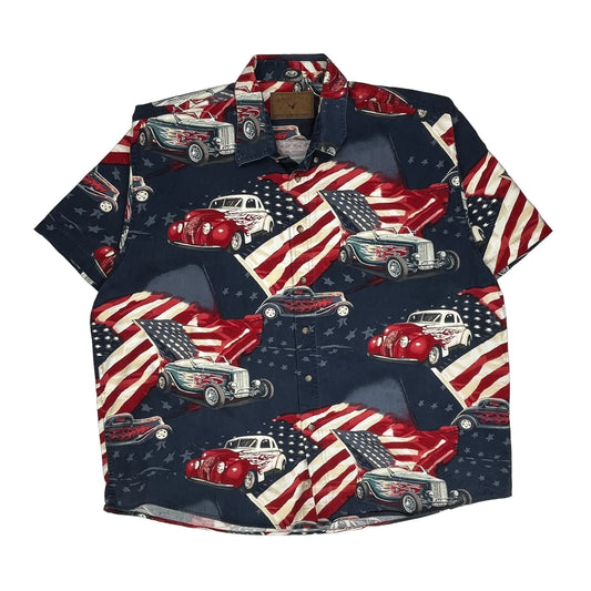 Vintage Canyon River Blues Hawaiian Shirt - 2XL Navy Cotton