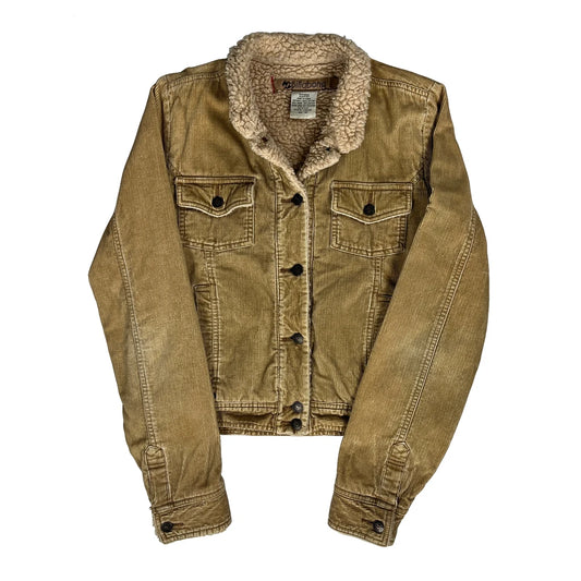 Vintage Billabong Sherpa Lined Cord Jacket - Medium Beige Cotton
