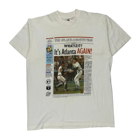 Atlanta Braves Fruit Of The Loom Single Stitch T-Shirt - XL White Cotton