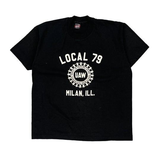 Local 79 Uaw Milan, Ill. Fruit Of The Loom Single Stitch T-Shirt - XL Black Cotton Blend
