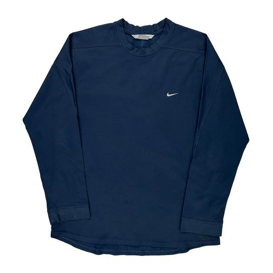 Nike Long Sleeve T-Shirt - Large Navy Polyester