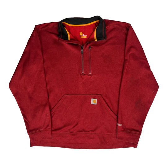 Vintage Carhartt 1/4 Zip - XL Red Polyester