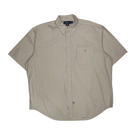 Ralph Lauren Striped Short Sleeve Shirt - 2XL Beige Cotton