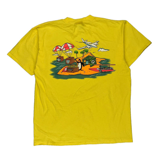 Oneita Single Stitch T-Shirt - XL Yellow Cotton
