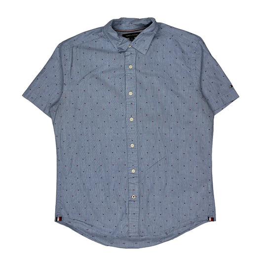Vintage Tommy Hilfiger Short Sleeve Shirt - Medium Blue Cotton