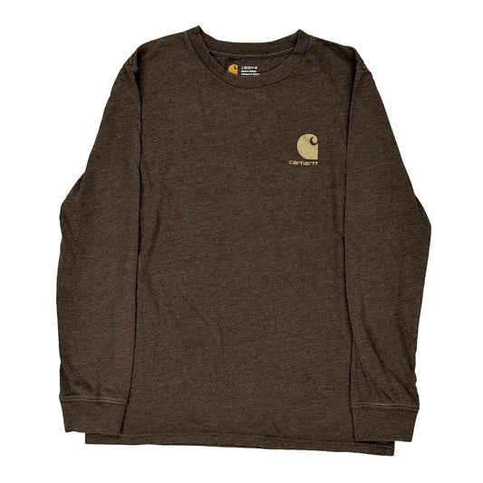 Age 14-16 Carhartt Graphic Long Sleeve T-Shirt - Large Brown Cotton