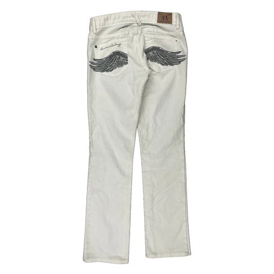Armani Exchange Graphic Jeans - 26W UK 4 White Cotton
