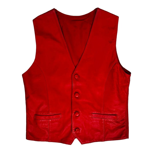 70S Unbranded Waistcoat - Medium Red Leather