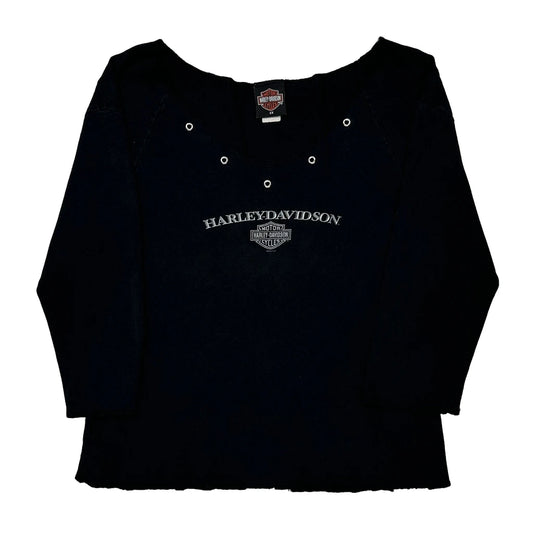 Schaeffer'S Harley Davidson Graphic Long Sleeve T-Shirt - 2XL Black Cotton