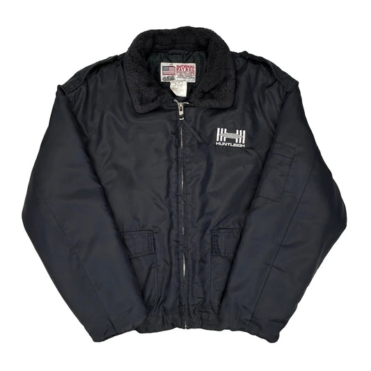 Vintage Permanent Press National Patriot Bomber Jacket - Large Black Nylon