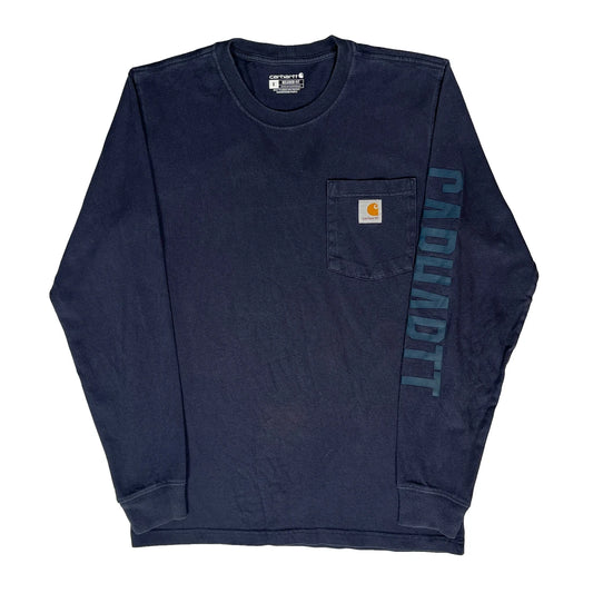 Vintage Carhartt Long Sleeve T-Shirt - Small Navy Cotton