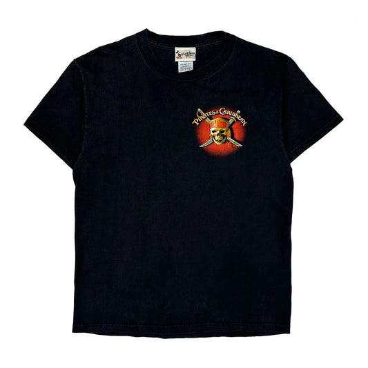 Pirates Of The Caribbean Disney Graphic T-Shirt - Medium Black Cotton