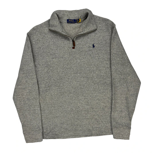 Polo By Ralph Lauren 1/4 Zip - Large Grey Cotton
