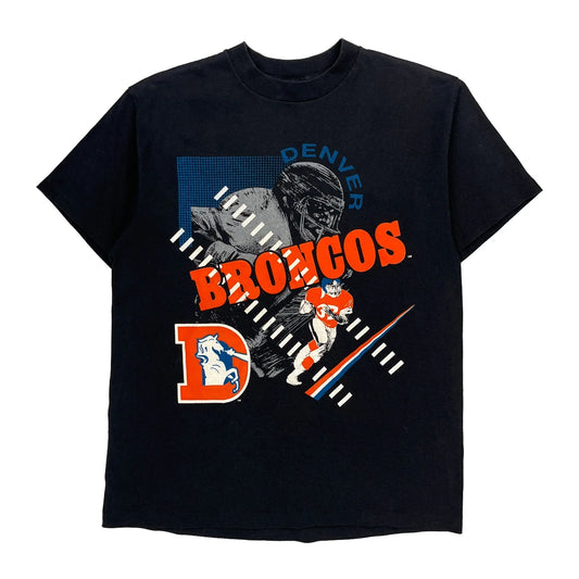 Denver Broncos Unbranded Single Stitch T-Shirt - Large Blue Cotton