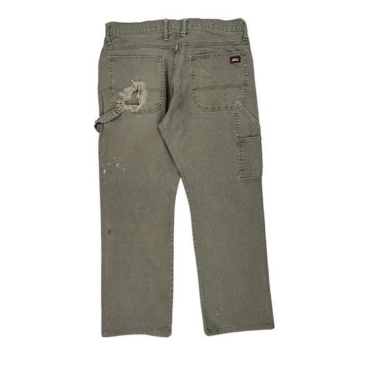 Carhartt Carpenter Trousers - 34W 28L Khaki Cotton Blend
