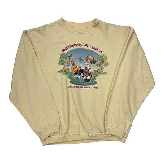 Made In USA Disney Graphic Sweatshirt - XL Yellow Cotton