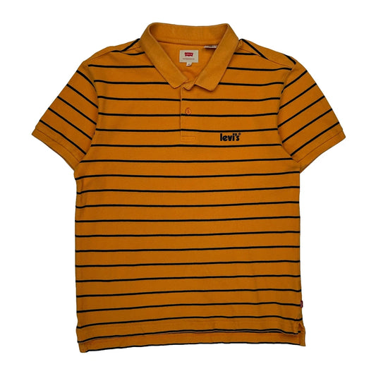 Vintage Levis Striped Polo Shirt - Medium Yellow Cotton