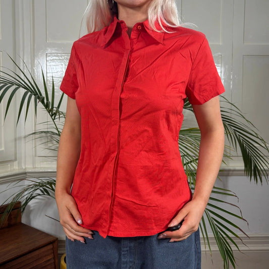 Vintage red Unbranded Short Sleeve Shirt - womens medium