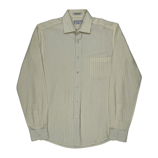 Vintage Yves Saint Laurent Striped Shirt - Medium Cream Cotton Blend