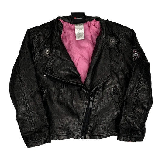 Age 4 Harley Davidson Graphic Leather Jacket - XS Black Polyurethane