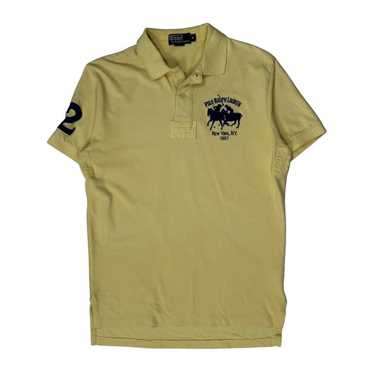 Polo By Ralph Lauren Graphic Polo Shirt - Medium Yellow Cotton