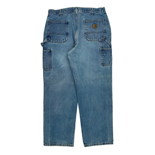 Carhartt Double Knee Carpenter Jeans - 36W 30L Blue Cotton