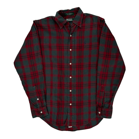 Polo By Ralph Lauren Checked Flannel Shirt - Large Green Cotton