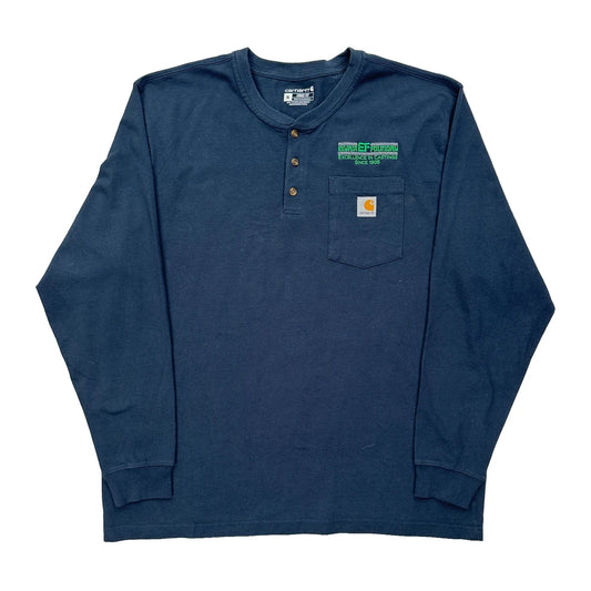 Carhartt Long Sleeve T-Shirt - XL Blue Cotton