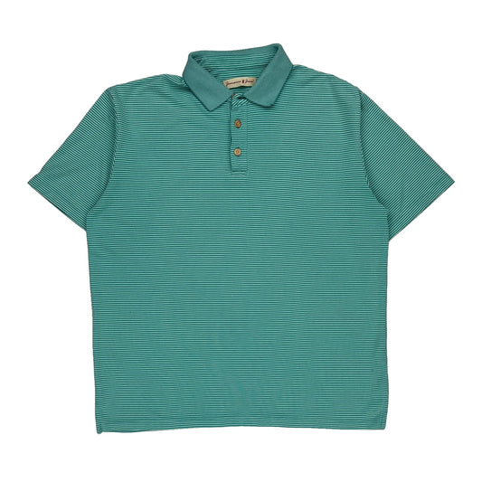 Jamaica Jaxx Striped Polo Shirt - Large Blue Polyester