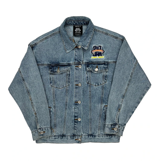 Space Jam A New Legacy Forever 21 Graphic Denim Jacket - Small Blue Denim