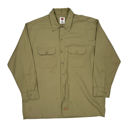 Dickies Shirt - XL Khaki Polyester Blend