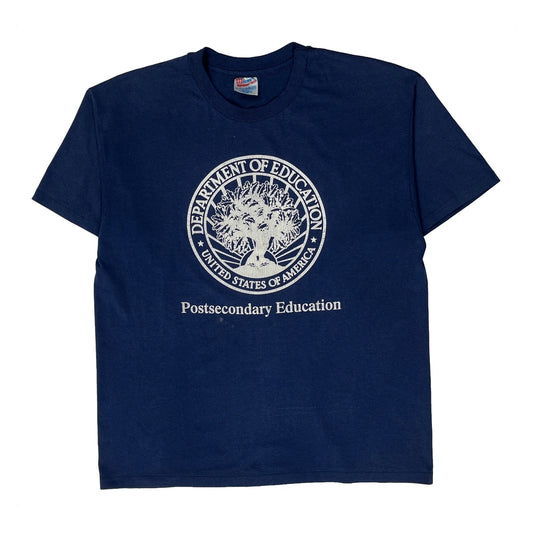 Department Of Education Seal Hanes Graphic T-Shirt - XL Navy Cotton Blend