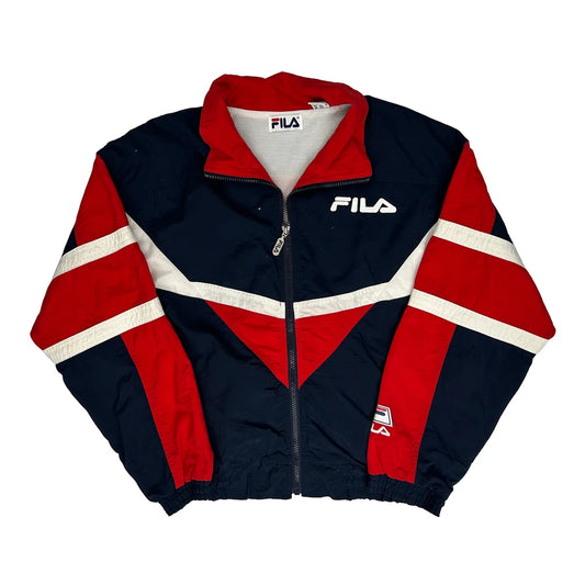 Fila Striped Track Jacket - Large Navy Nylon