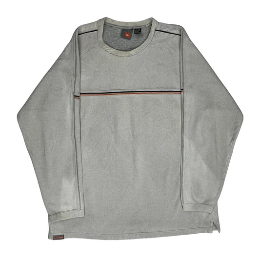 Vintage Quiksilver Striped Jumper - XL Grey Cotton