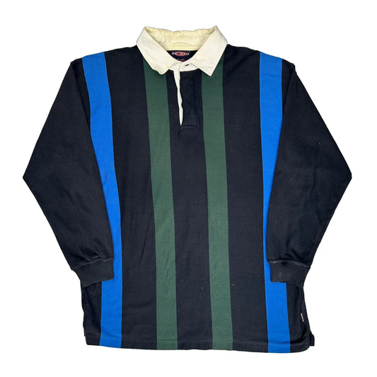 Unbranded Striped Rugby Shirt - Large Black Cotton