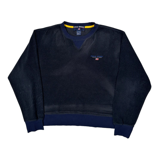 Vintage Made In USA Ralph Lauren Polo Sport Fleece Sweatshirt - XL Navy Cotton