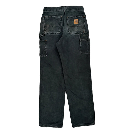 Carhartt Double Knee Carpenter Trousers - 30W 34L Black Cotton