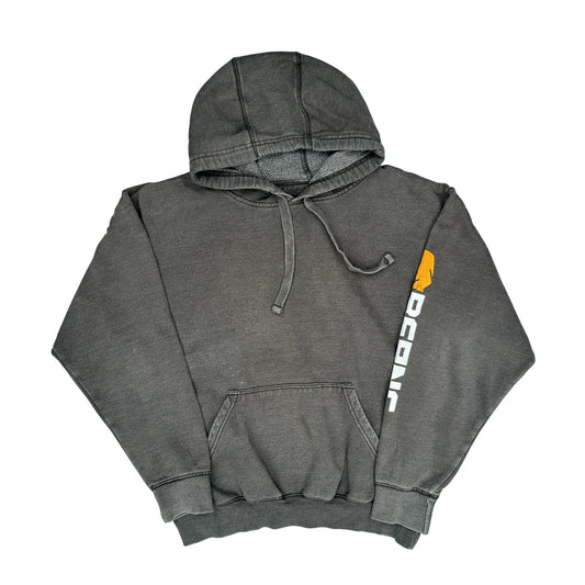 Vintage Faded Berne Work Hoodie - Medium Grey Cotton Blend
