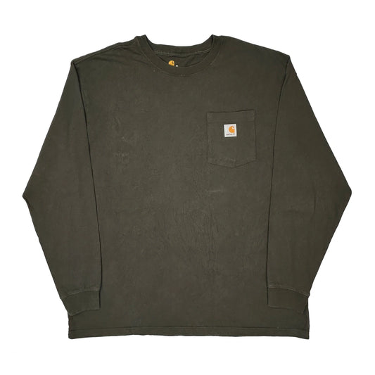 Carhartt Long Sleeve T-Shirt - 2XL Green Cotton