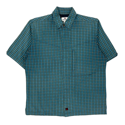 Woolrich Checked Short Sleeve Shirt - Medium Blue Cotton