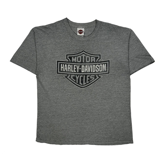 Harley Davidson Graphic T-Shirt - Large Grey Cotton