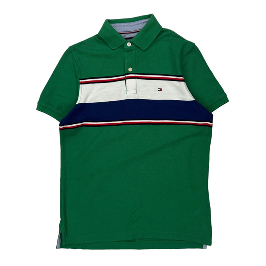 Tommy Hilfiger Striped Polo Shirt - XS Green Cotton