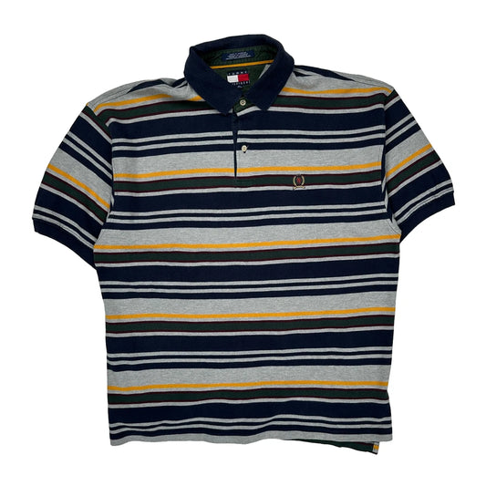 Tommy Hilfiger Striped Polo Shirt - XL Multicoloured Cotton