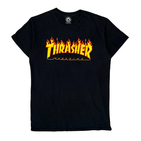 Vintage Skateboarding Thrasher Graphic T-Shirt - Medium Black Cotton